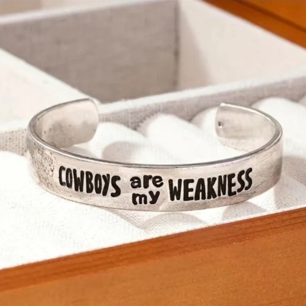 Western Cowboy Silver Cuff Bangle Bracelet